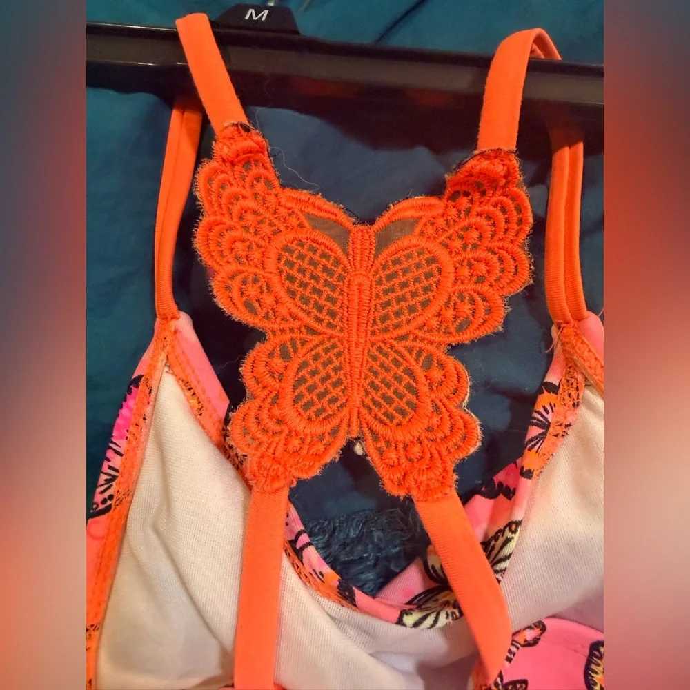 Wonder Nation Pink Butterfly Kids Swim One Piece